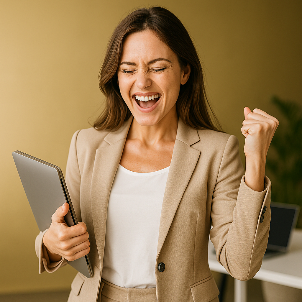 Erfolgreiche Business-Person arbeitet mit Laptop – Symbol für den Start ins Lifeplus Network Marketing